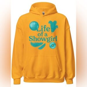 Life of a Showgirl Hoodie Sparkly Teal Disco Ball, Feather  Graphic Sweatshirt